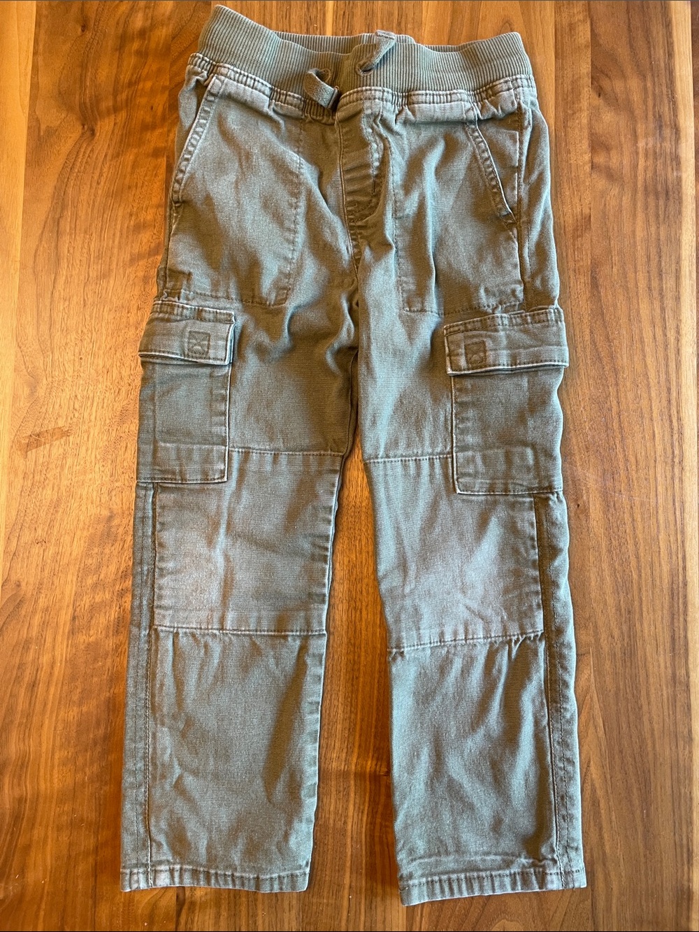 Boys Olive Cargo Pants with Elastic Waist